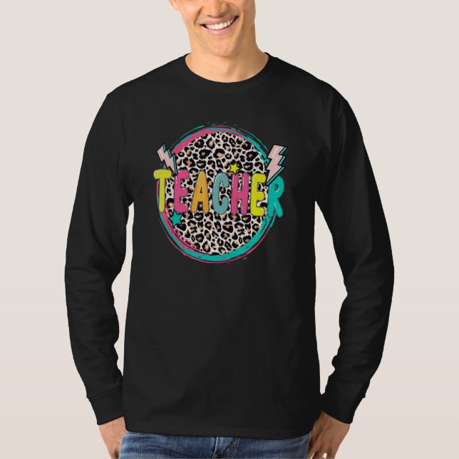 T-shirt Enseignant léopard jour de rentrée heureux Enseign (Devant)