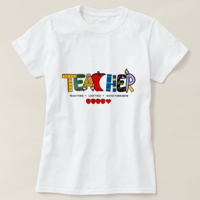 T-shirt Enseignant les enseigner, les aimer, les regarder  (Design devant)