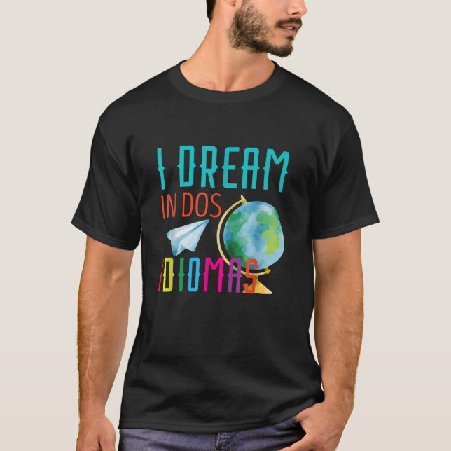 T-shirt Enseignant Multilingue En Dos Idiomas Linguist Lan (Devant)