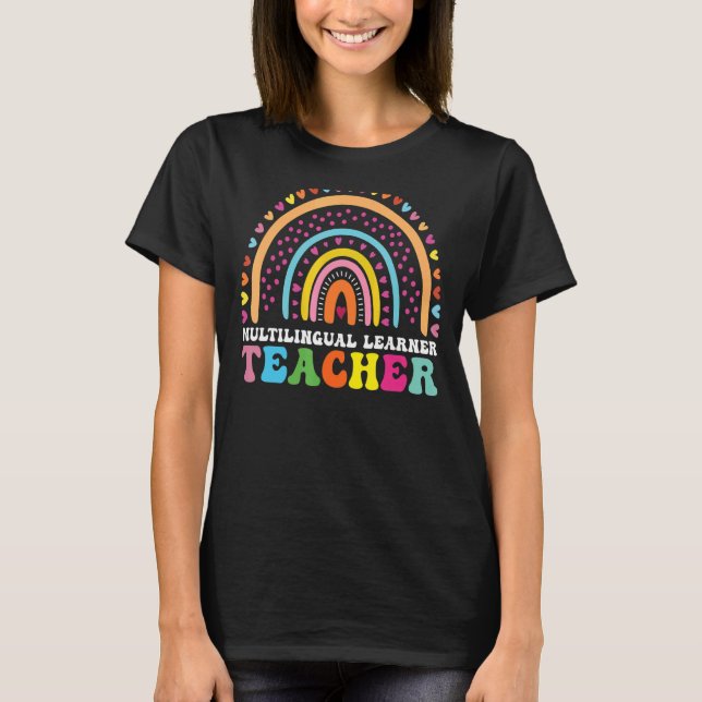 T-shirt Enseignant multilingue Leopard Arc-en-ciel Multi (Devant)