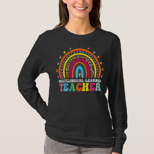 T-shirt Enseignant multilingue Leopard Arc-en-ciel Multi