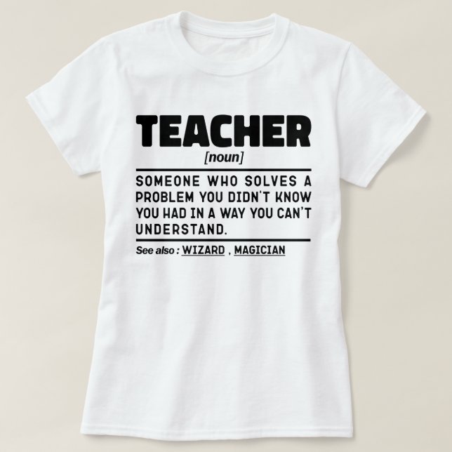 T-shirt Enseignant Noun Définition Instructeur Inspiration (Design devant)