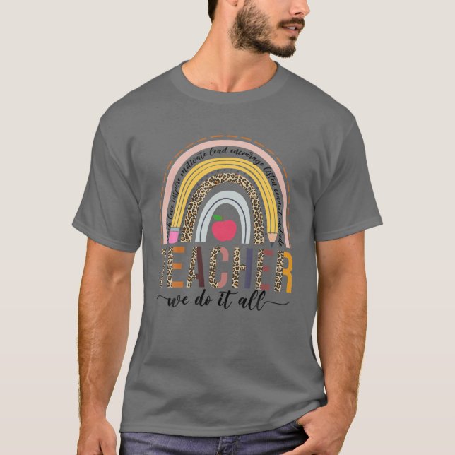 T-shirt Enseignant Nous Le Faisons Tout Drôle Leopard Boho (Devant)