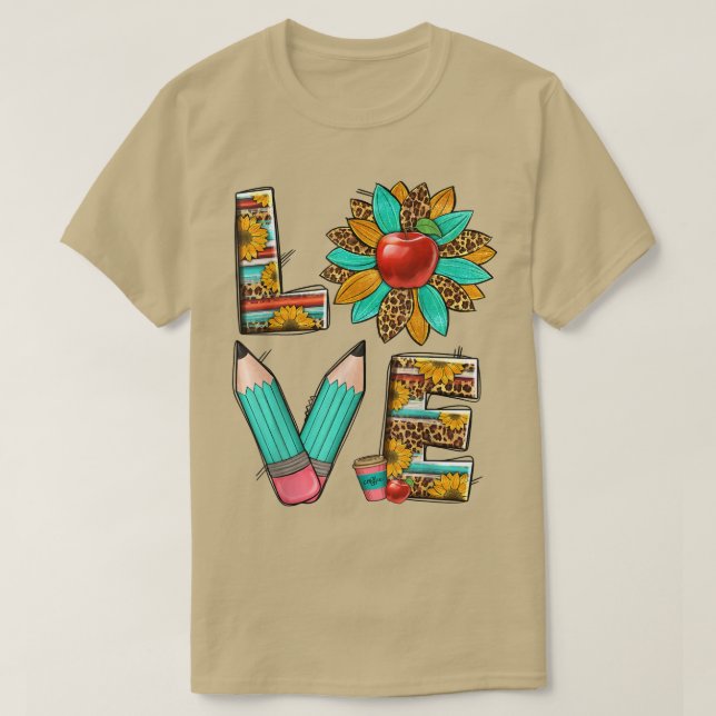 T-shirt Enseignant Occidental Leopard Sunflower Love Ensei (Design devant)