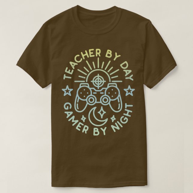 T-shirt Enseignant Par Jeu De Jour Par Nuit Distressed Des (Design devant)