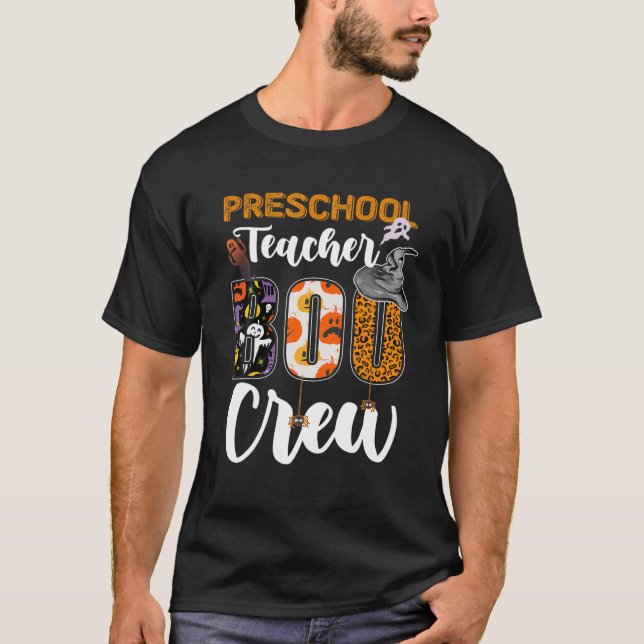 T-shirt Enseignant préscolaire Boo Crew Drôle Halloween Ma (Devant)