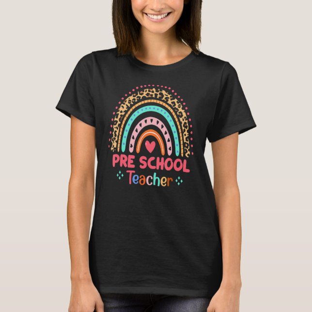 T-shirt Enseignant préscolaire Leopard Arc-en-ciel Profess (Devant)