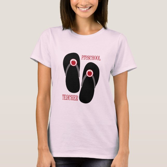 T-shirt Enseignant préscolaire Pomme Rouge Flip Flops (Devant)
