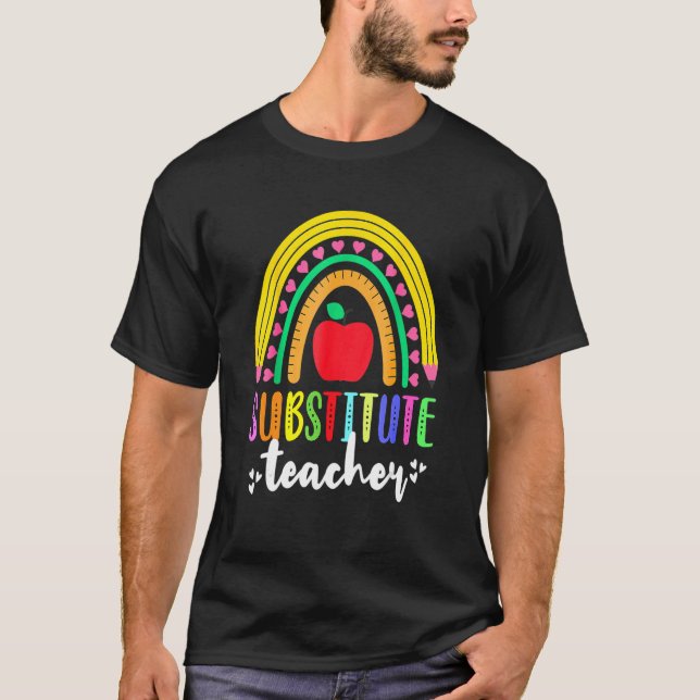 T-shirt Enseignant substitut Crayon arc-en-ciel Escouade s (Devant)