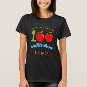 T-shirt Enseignant Survécu 100 Jours De Moi Jardin D'Enfan