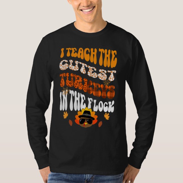 T-shirt Enseignant Thanksgiving J'Enseigne Les Déchets Cut (Devant)