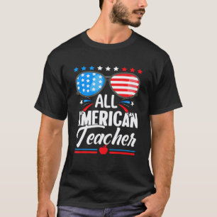 T-shirt Enseignant Tout Américain Fier d'Enseigner le 4 Ju