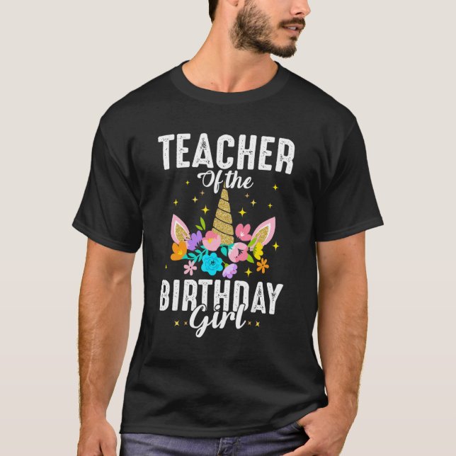 T-shirt Enseignant Unicorn Enseignant De La Fille Annivers (Devant)