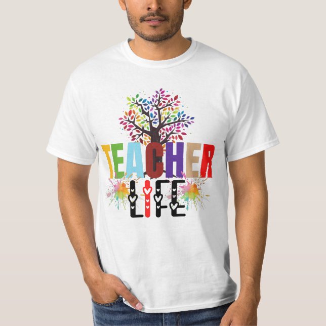 T-shirt Enseignant vie arc-en-ciel pommier (Devant)