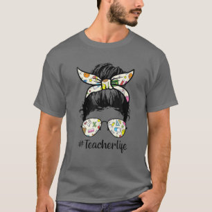 T-shirt Enseignant Vie Enseignant Messager Bun Vie Lunette