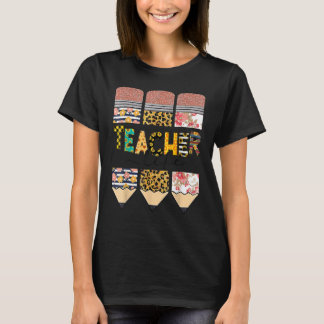 T-shirt Enseignant Vie Leopard Pcrils Texte décoratif