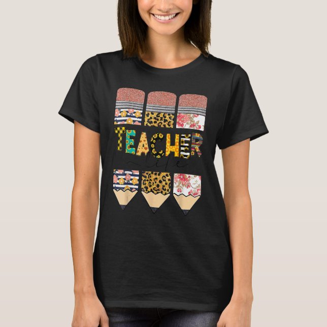 T-shirt Enseignant Vie Leopard Pcrils Texte décoratif (Devant)