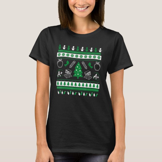 T-shirt Enseignant Vilain Chandail de Noël Instructeur Ele (Devant)