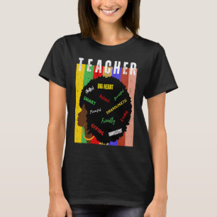 T-shirt Enseignant vintage Afro Noir Histoire Mois Africai