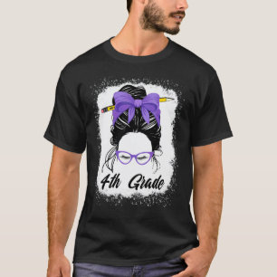 T-shirt Enseignante de 4e année Chignon Méssy Femmes Viole
