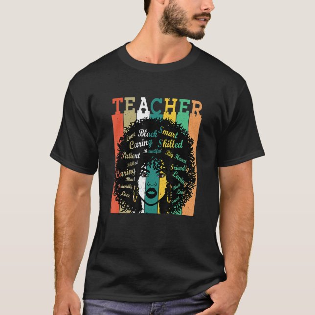 T-shirt Enseignante de couleur afro rétro Mois de l'histoi (Devant)