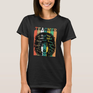T-shirt Enseignante de femmes noires Afro Rétro Mois de l'