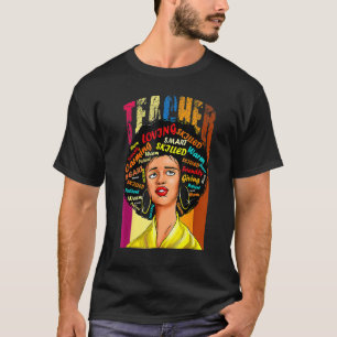 T-shirt Enseignante femme noire afro rétro Mois de l'histo