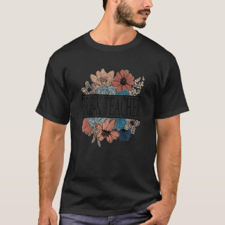 T-shirt Enseignante Maternelle Femme Fleur Rétro Enseig