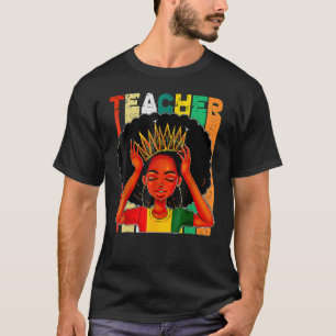 T-shirt Enseignante noire Afro Retro Correspondant Poitrin