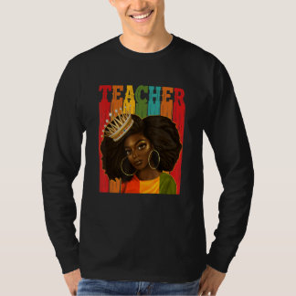 T-shirt Enseignante noire Afro Retro Correspondant Poitrin