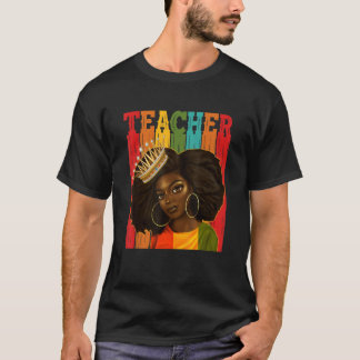 T-shirt Enseignante noire Afro Retro Correspondant Poitrin