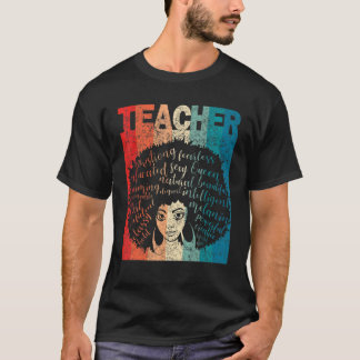 T-shirt Enseignante noire afro rétro Mois de l'histoire de