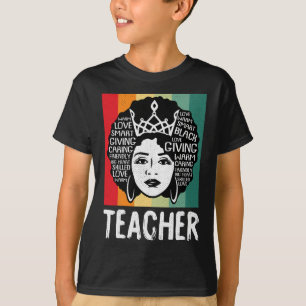T-shirt Enseignante noire Afro Retro Mois de l'histoire no