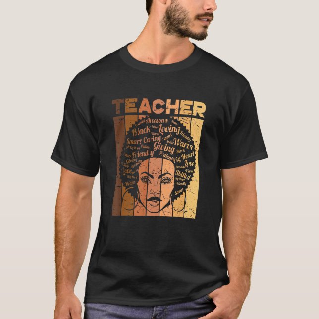 T-shirt Enseignante noire Afro Retro Mois de l'histoire no (Devant)