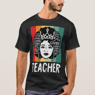 T-shirt Enseignante noire Afro Retro Mois de l'histoire no