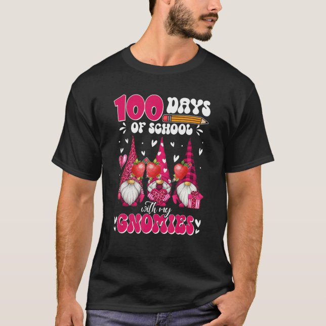 T-shirt Enseignants 100 Jours D'École Avec Mes Gnomies Val (Devant)