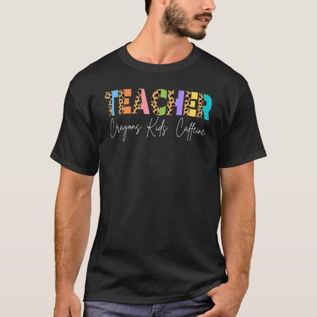 T-shirt Enseignants Crayons Enfants Caffeines Joyeux Derni (Devant)