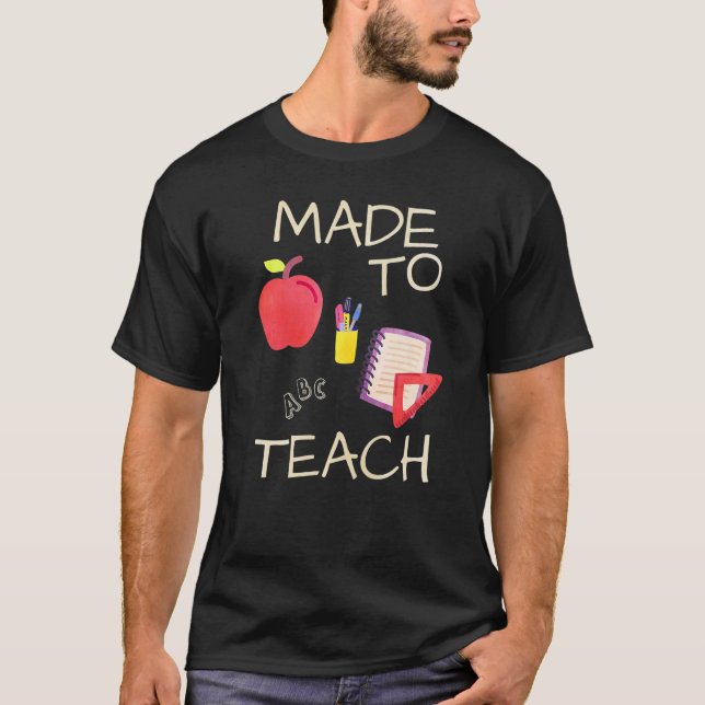 T-shirt Enseignants Cute Apple Pencil ABC Fait Pour Enseig (Devant)