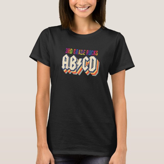 T-shirt Enseignants de 3e année Abcd Tie Dye Rocks 3e anné (Devant)