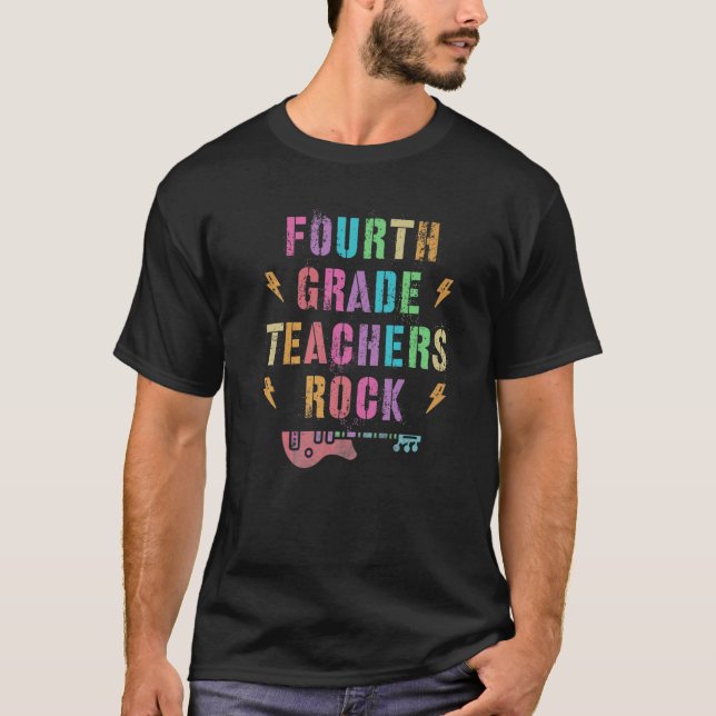 T-shirt ENSEIGNANTS DE QUATRIÈME ANNÉE ROCK Team 4E Grader (Devant)