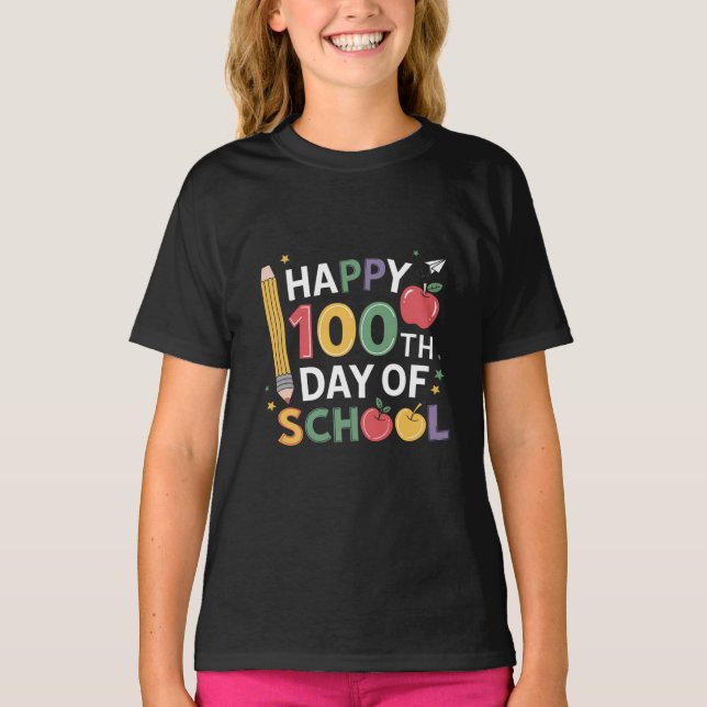T-shirt Enseignants du 100e jour d'école Joyeux 100 jours (Devant)