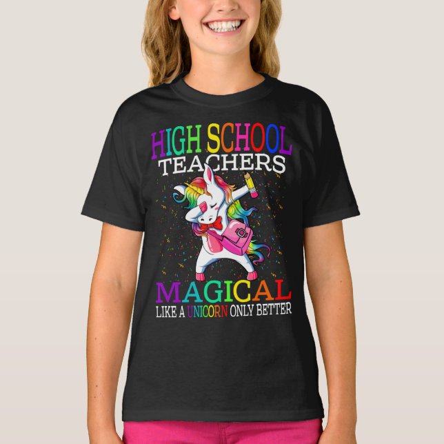 T-shirt Enseignants Du Lycée Magique Comme Une Unicorne (Devant)