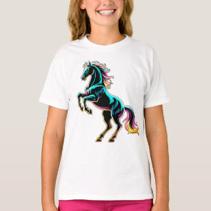 T-shirt Enseigne au néon Cheval Style Rétro Glitch