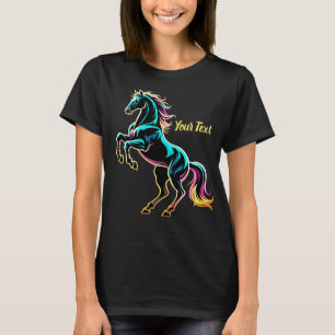 T-shirt Enseigne au néon Cheval Style Rétro Glitch