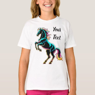 T-shirt Enseigne au néon Cheval Style Rétro Glitch
