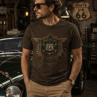 T-shirt Enseigne de crête de club de garage Route 66 vinta
