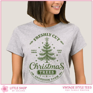 T-shirt Enseigne de ferme de Noël pour arbre de Noël vinta