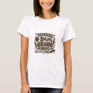 T-shirt Enseignement Rétro 1re Année Un Jour Courageux à l