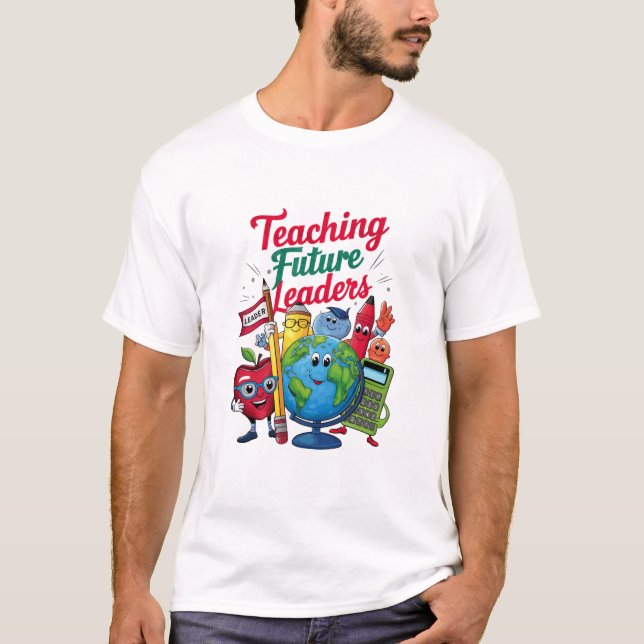 T-shirt Enseignement Rétro Dirigeants Futurs Enseignant Éc (Devant)