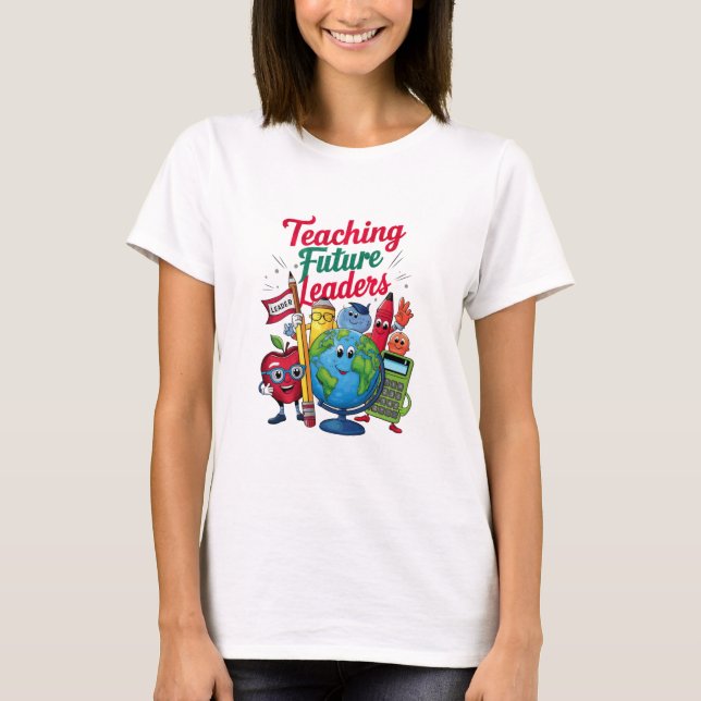 T-shirt Enseignement Rétro Dirigeants Futurs Enseignant Éc (Devant)